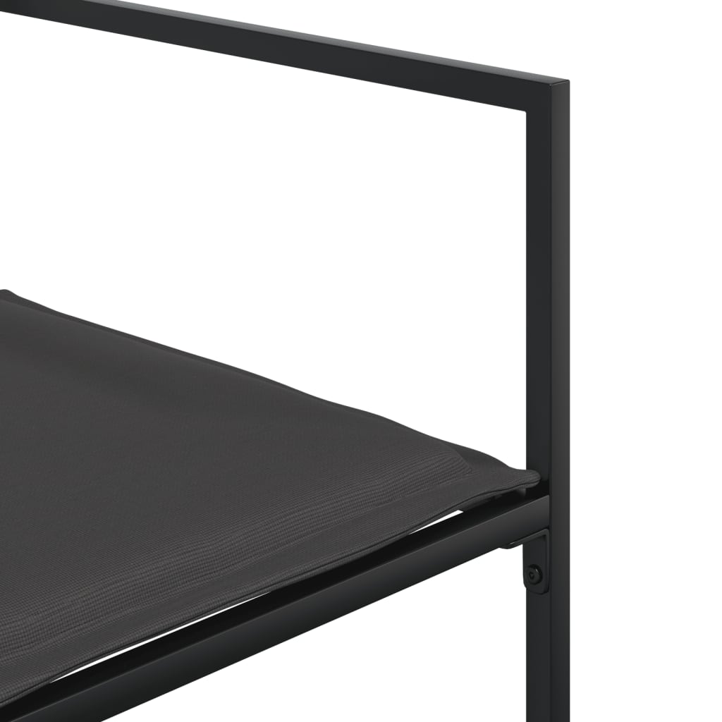 7 Piece Garden Dining Set with Cushions Black Textilene