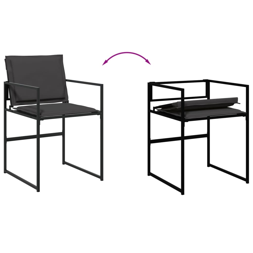 7 Piece Garden Dining Set with Cushions Black Textilene
