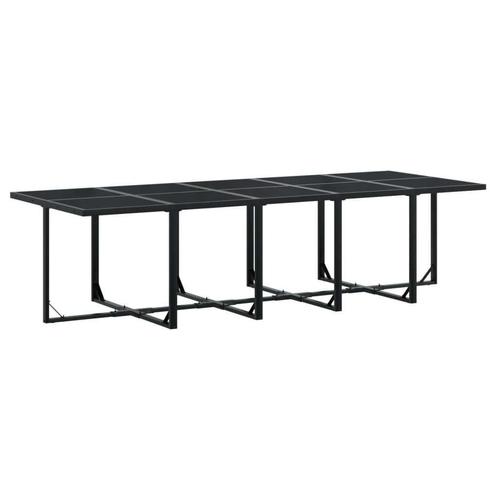 17 Piece Garden Dining Set with Cushions Black Textilene