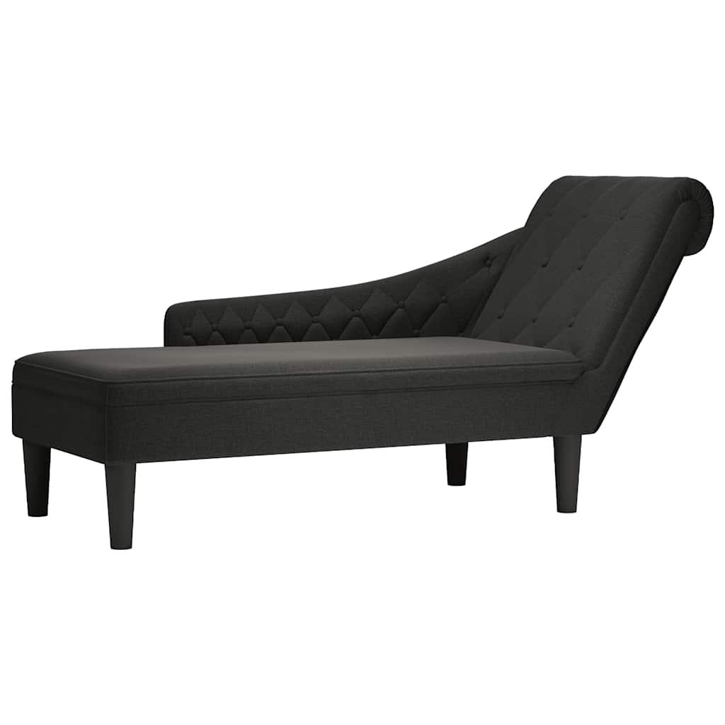 Chaise Lounge with Pillow and Right Armrest Black Fabric