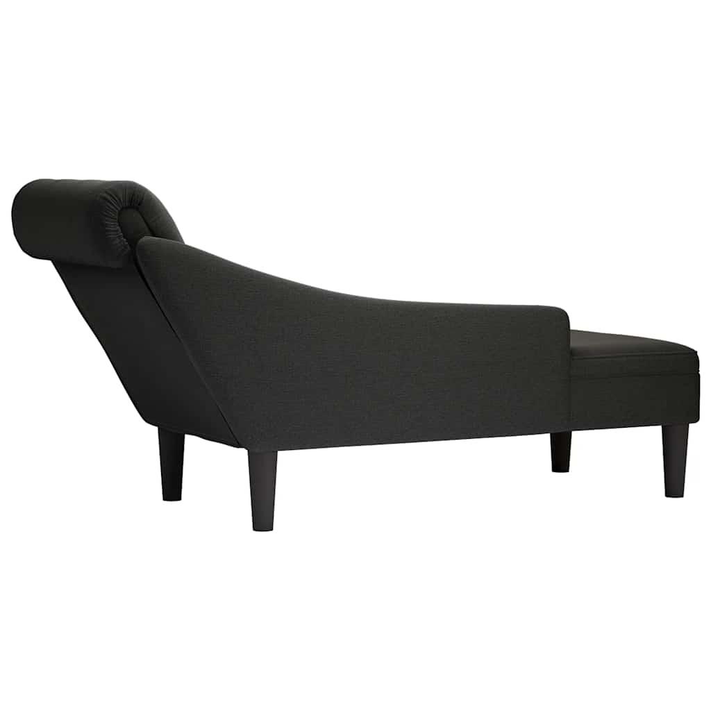 Chaise Lounge with Pillow and Right Armrest Black Fabric