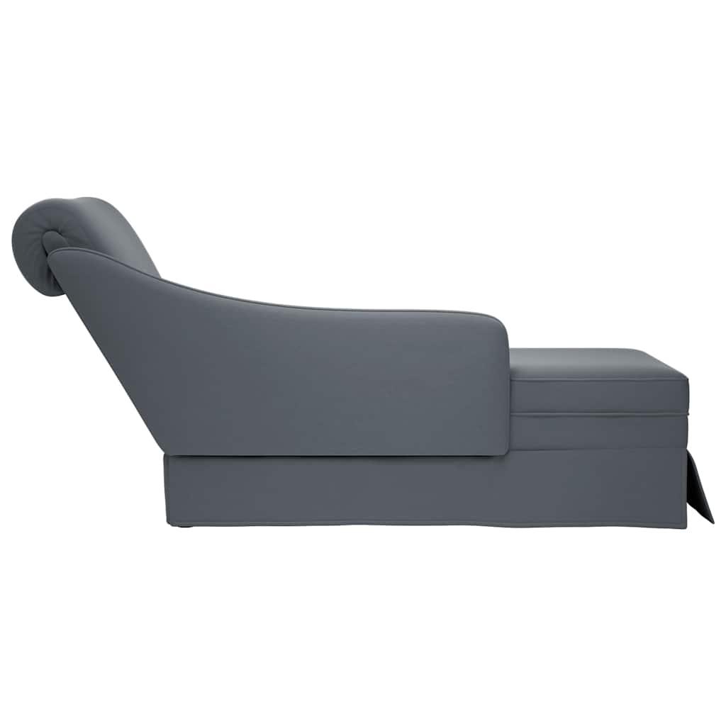 Chaise Lounge with Bolster and Right Armrest Dark Grey Velvet