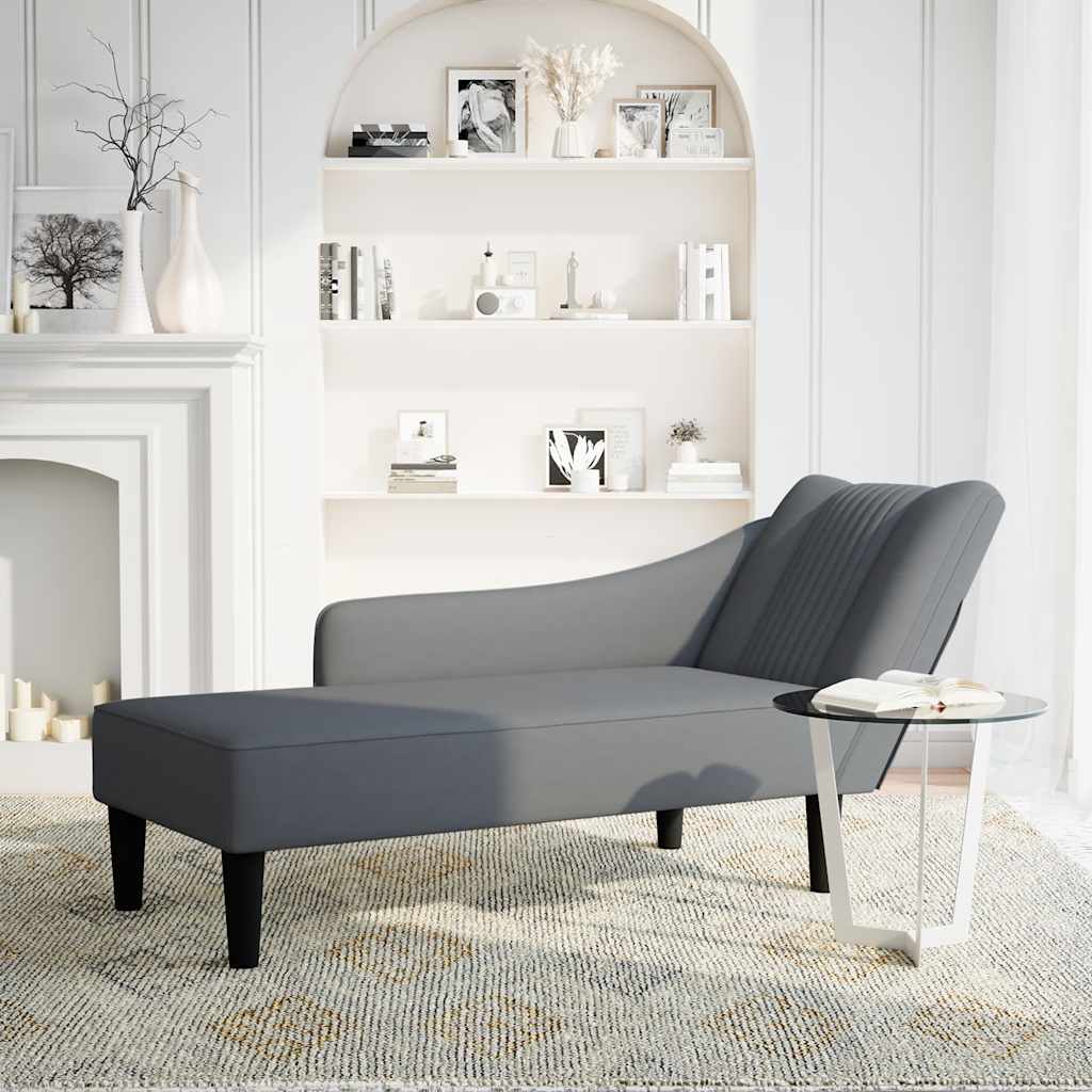 Chaise Lounge with Right Armrest Dark Grey Velvet