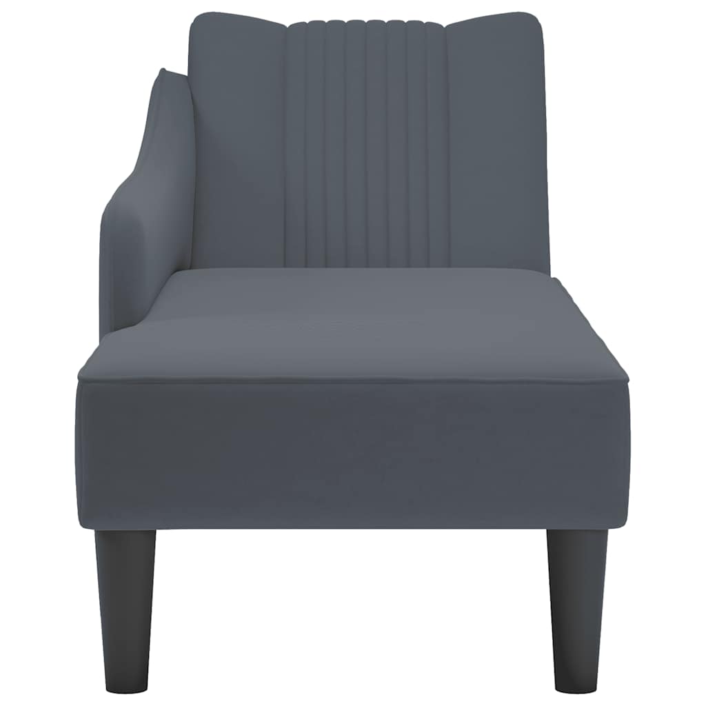 Chaise Lounge with Right Armrest Dark Grey Velvet