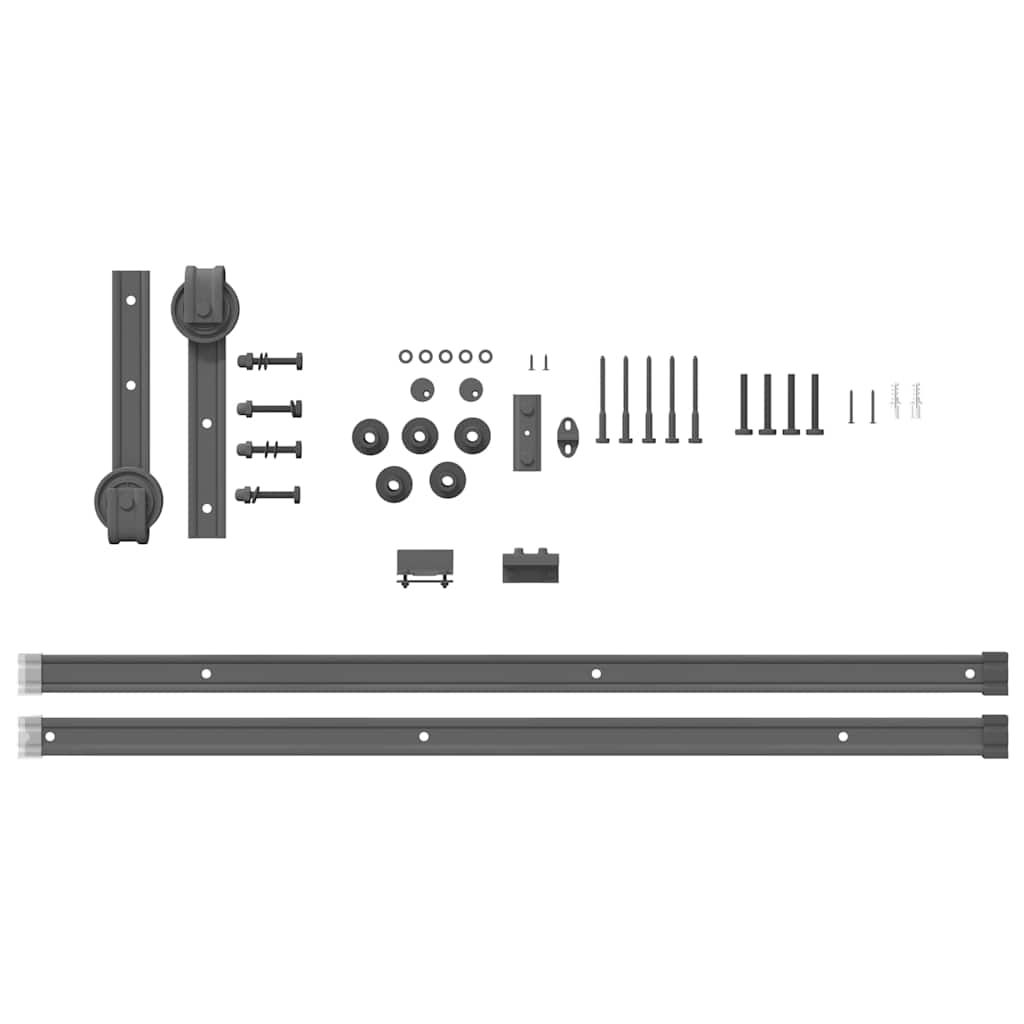 Sliding Door Hardware Kit 200 cm Steel Black