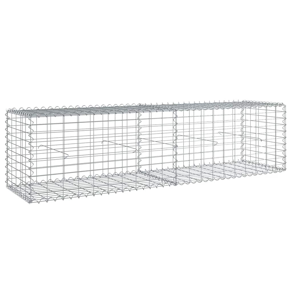 Gabion Basket with Cover 200x50x50 cm Galvanised Iron
