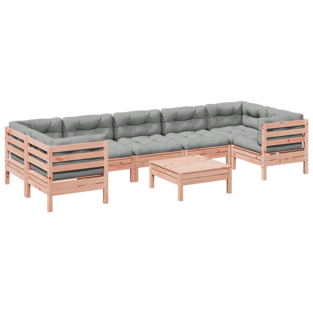 8 Piece Garden Sofa Set with Cushions Solid Wood Douglas Fir