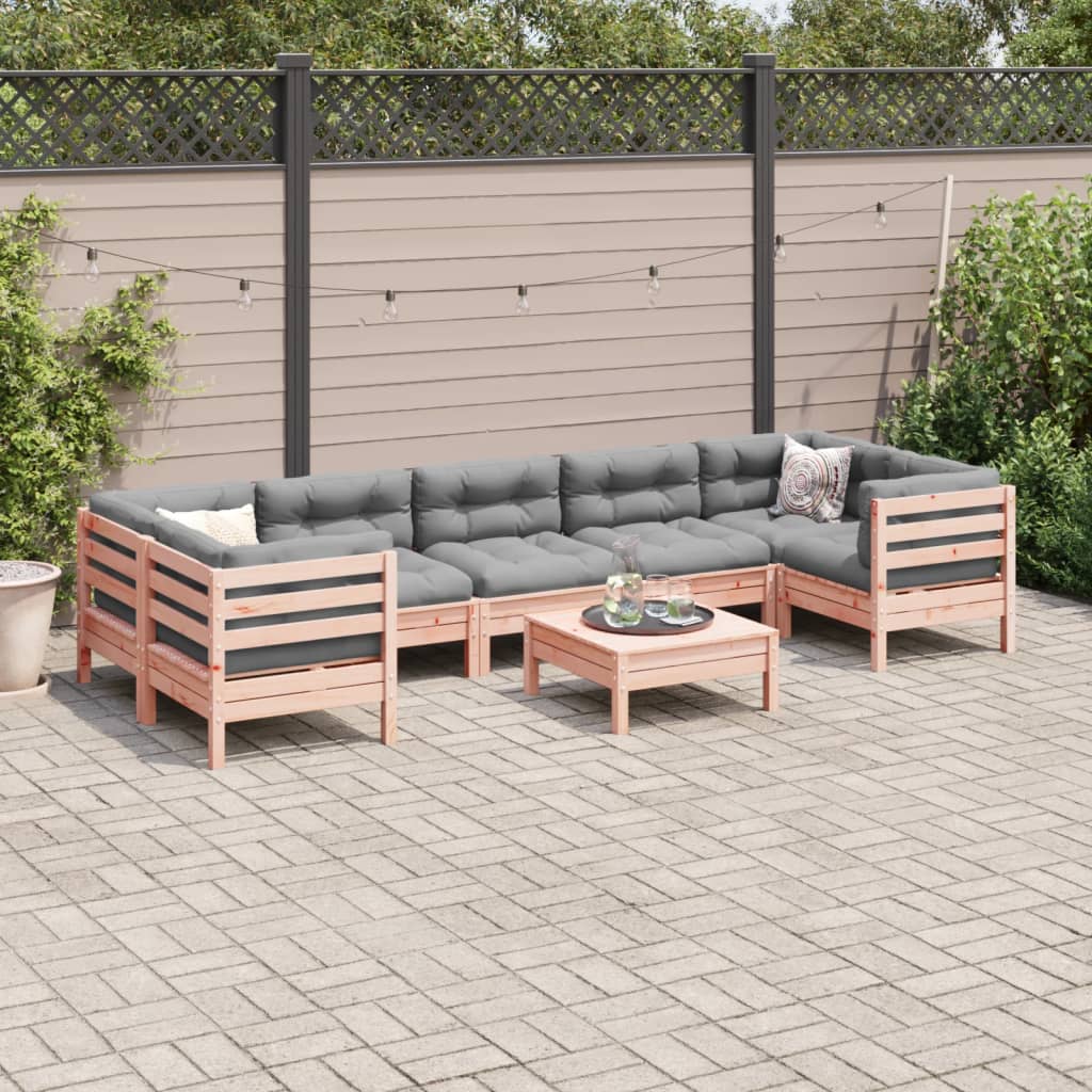 8 Piece Garden Sofa Set with Cushions Solid Wood Douglas Fir