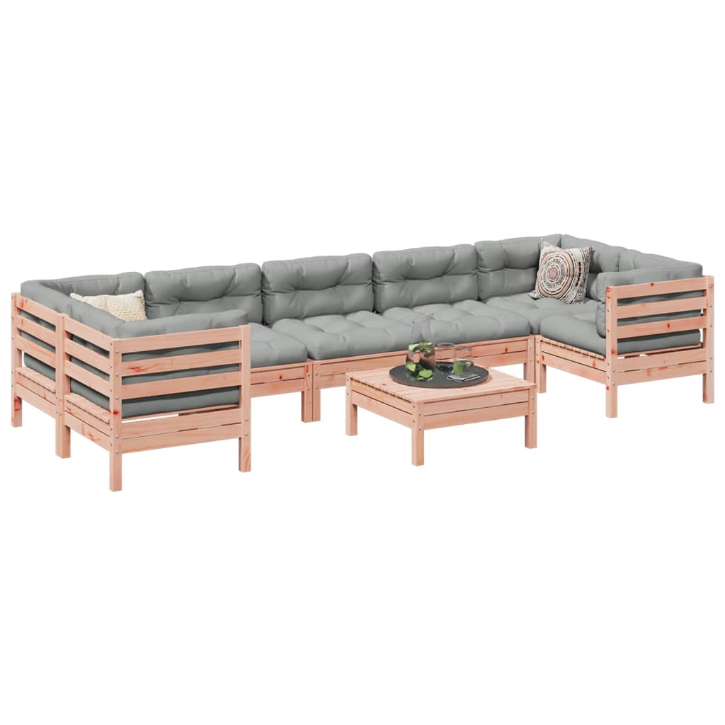 8 Piece Garden Sofa Set with Cushions Solid Wood Douglas Fir