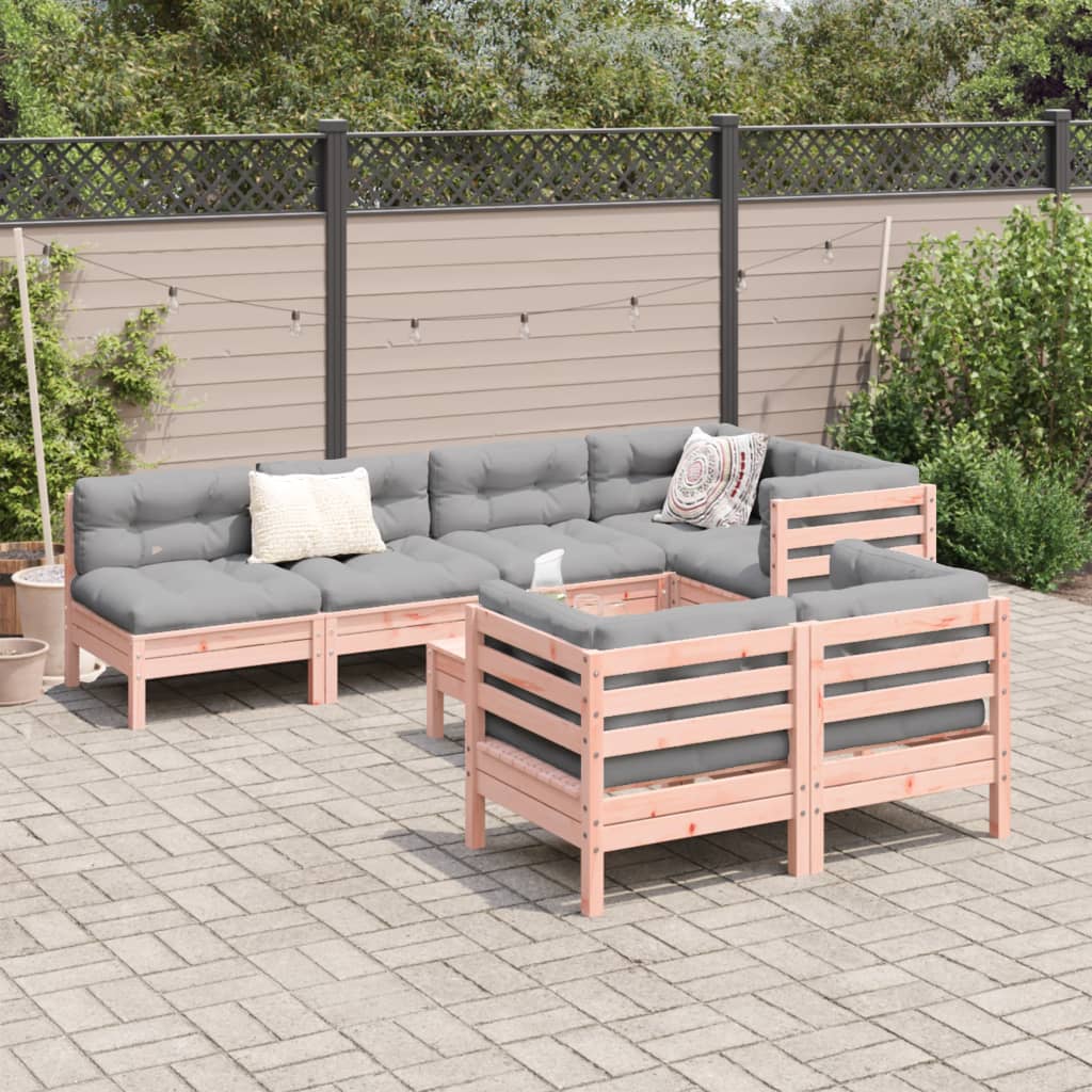 8 Piece Garden Sofa Set with Cushions Solid Wood Douglas Fir