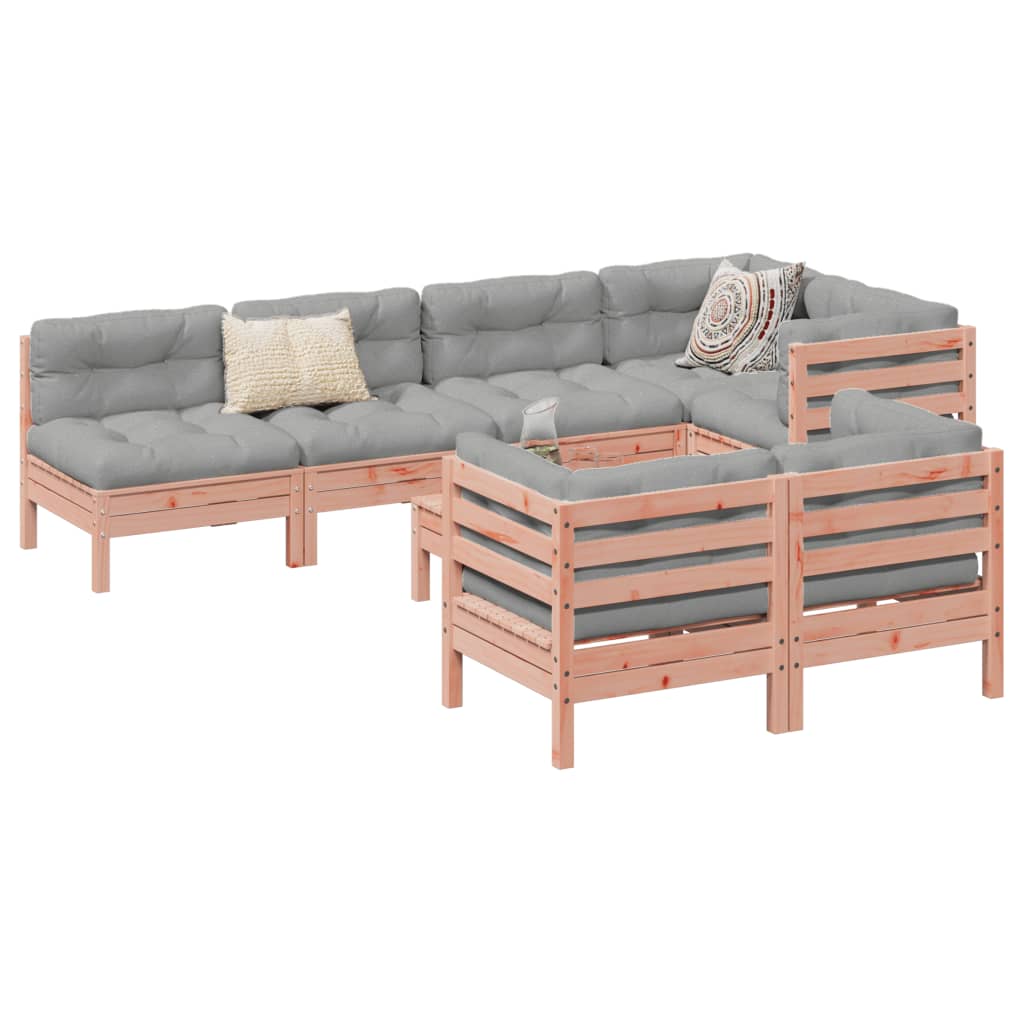 8 Piece Garden Sofa Set with Cushions Solid Wood Douglas Fir