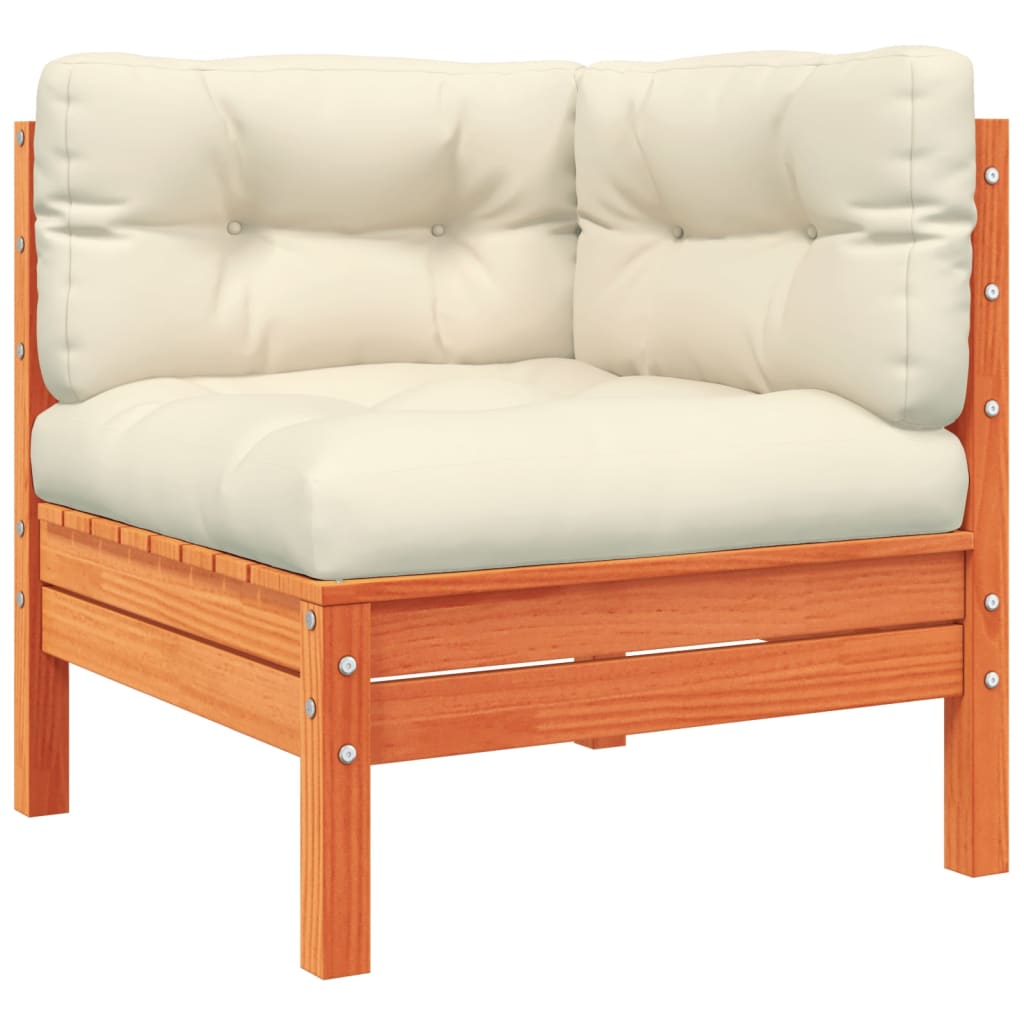 5 Piece Garden Sofa Set with Cushions Wax Brown Solid Wood Pine