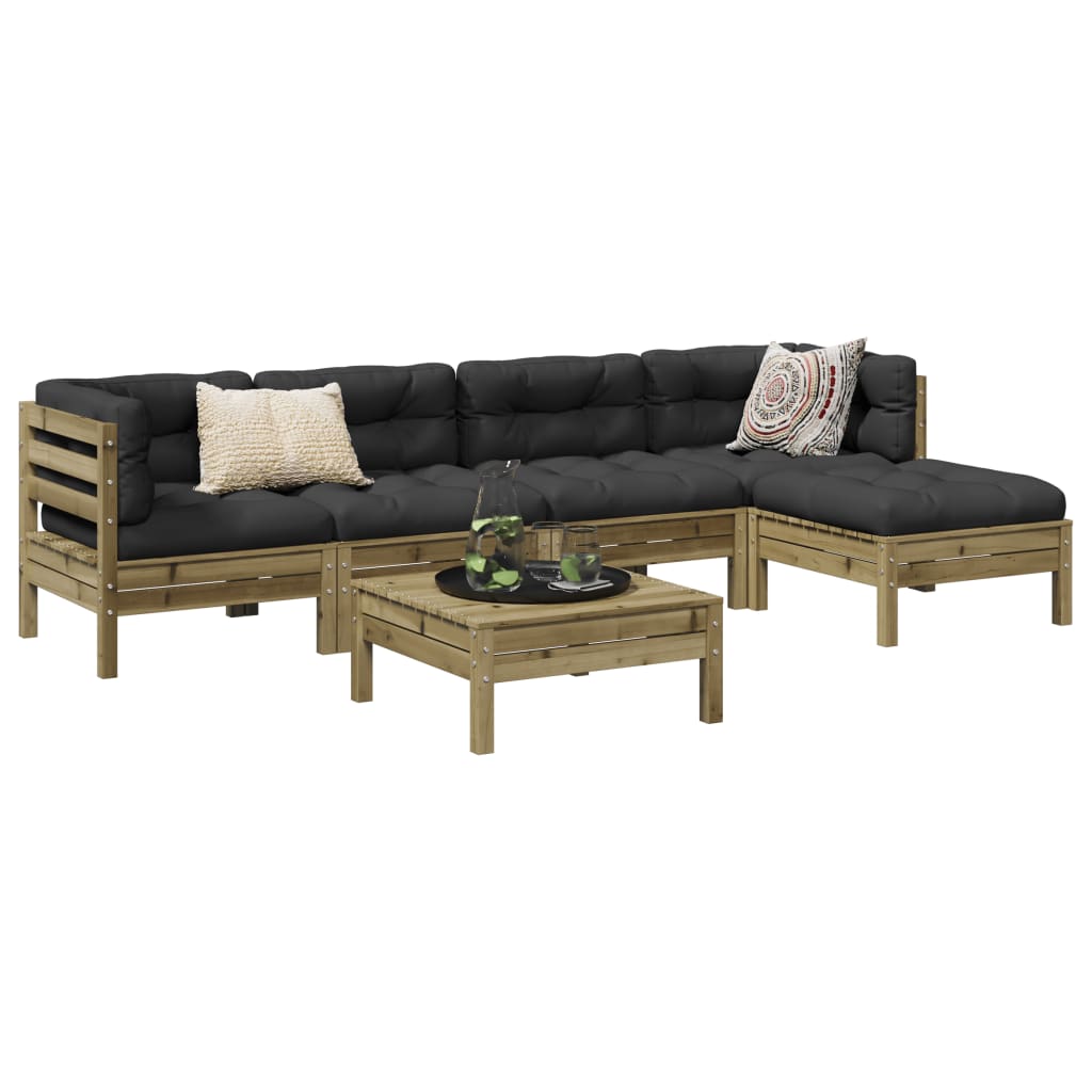 6 Piece Garden Sofa Set with Cushions Impregnated Wood Pine
