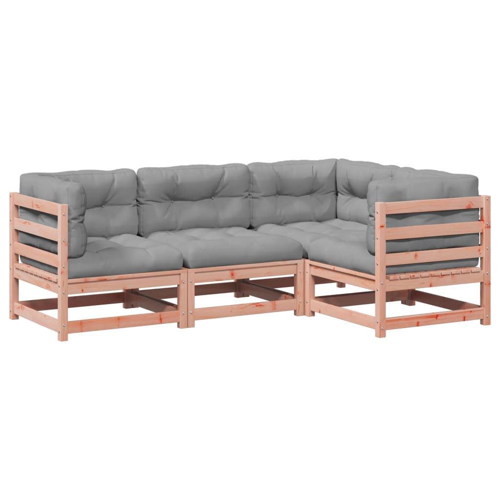 4 Piece Garden Sofa Set with Cushions Solid Wood Douglas Fir