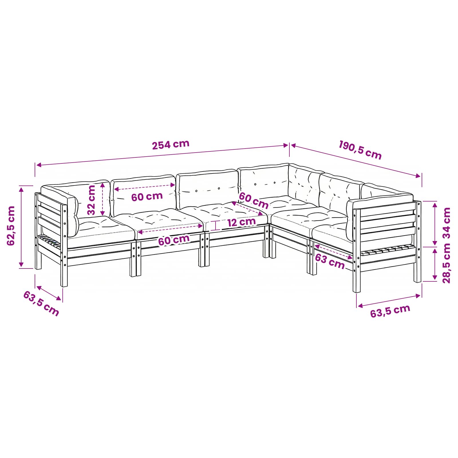 6 Piece Garden Sofa Set with Cushions Wax Brown Solid Wood Pine