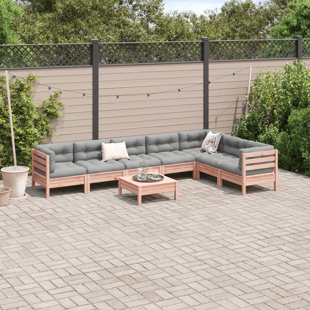 8 Piece Garden Sofa Set with Cushions Solid Wood Douglas Fir