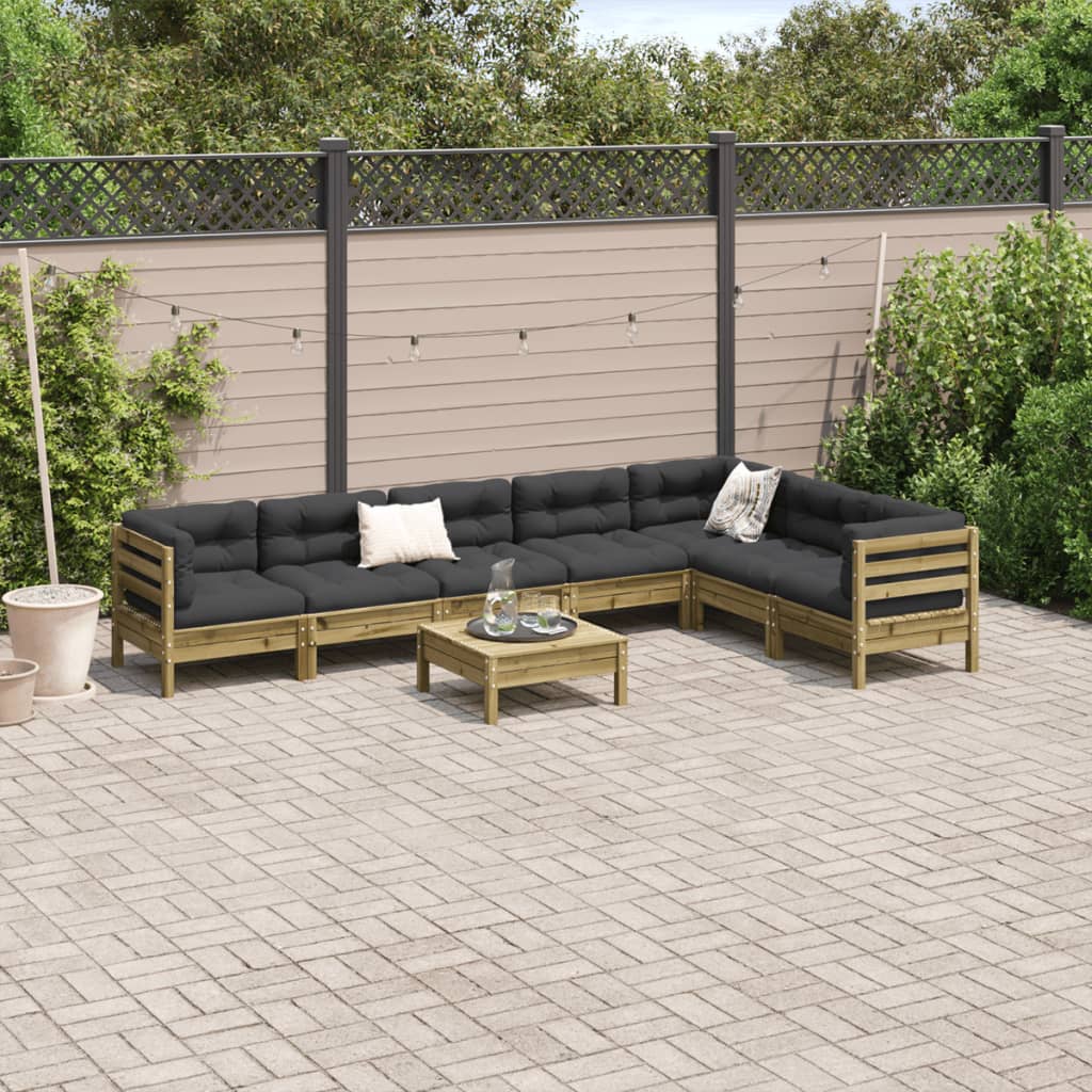 8 Piece Garden Sofa Set with Cushions Impregnated Wood Pine