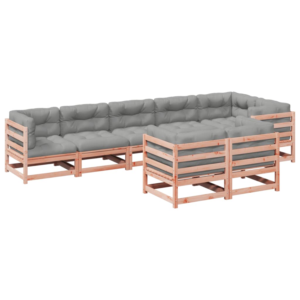 8 Piece Garden Sofa Set with Cushions Solid Wood Douglas Fir