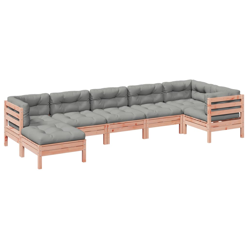 7 Piece Garden Sofa Set with Cushions Solid Wood Douglas Fir
