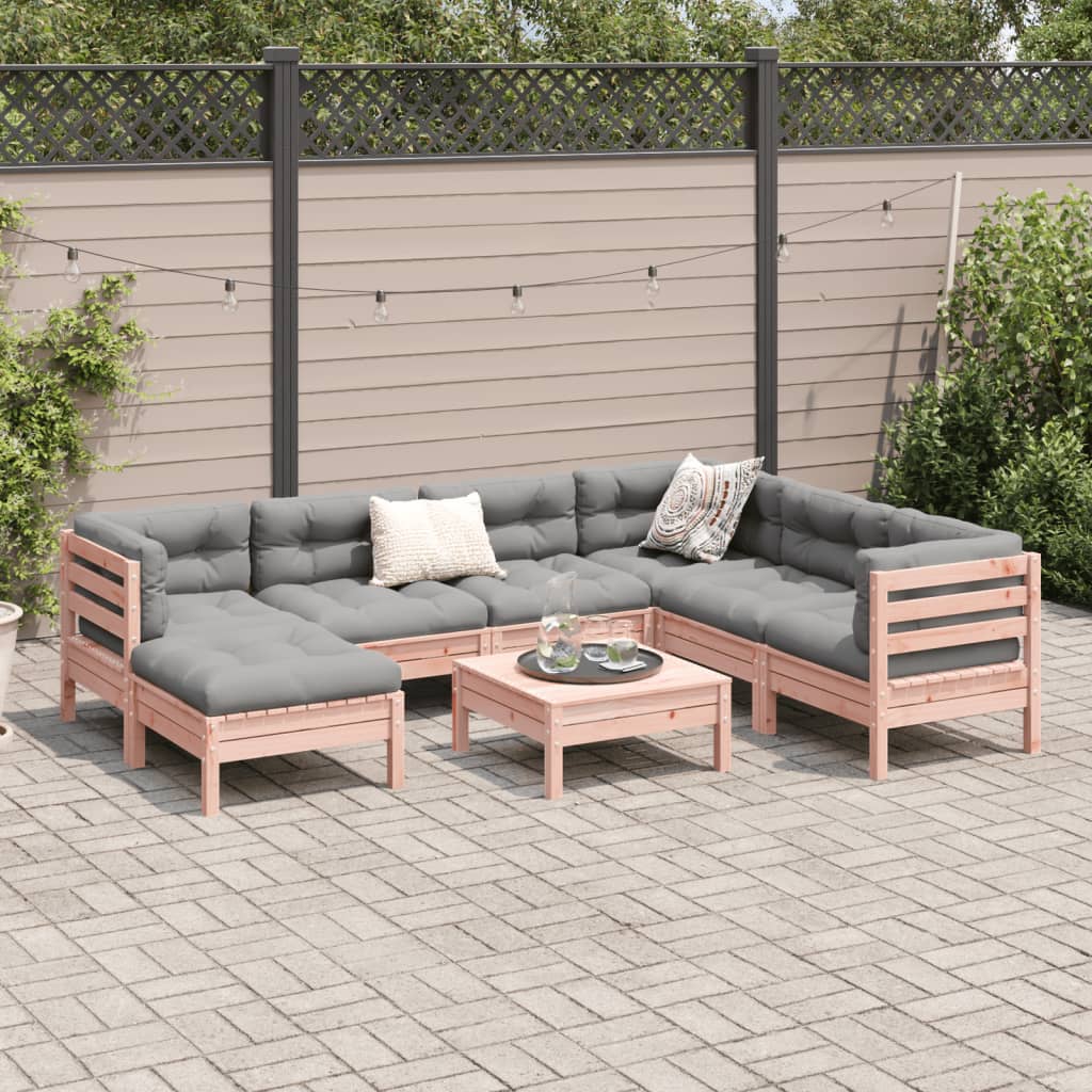 8 Piece Garden Sofa Set with Cushions Solid Wood Douglas Fir