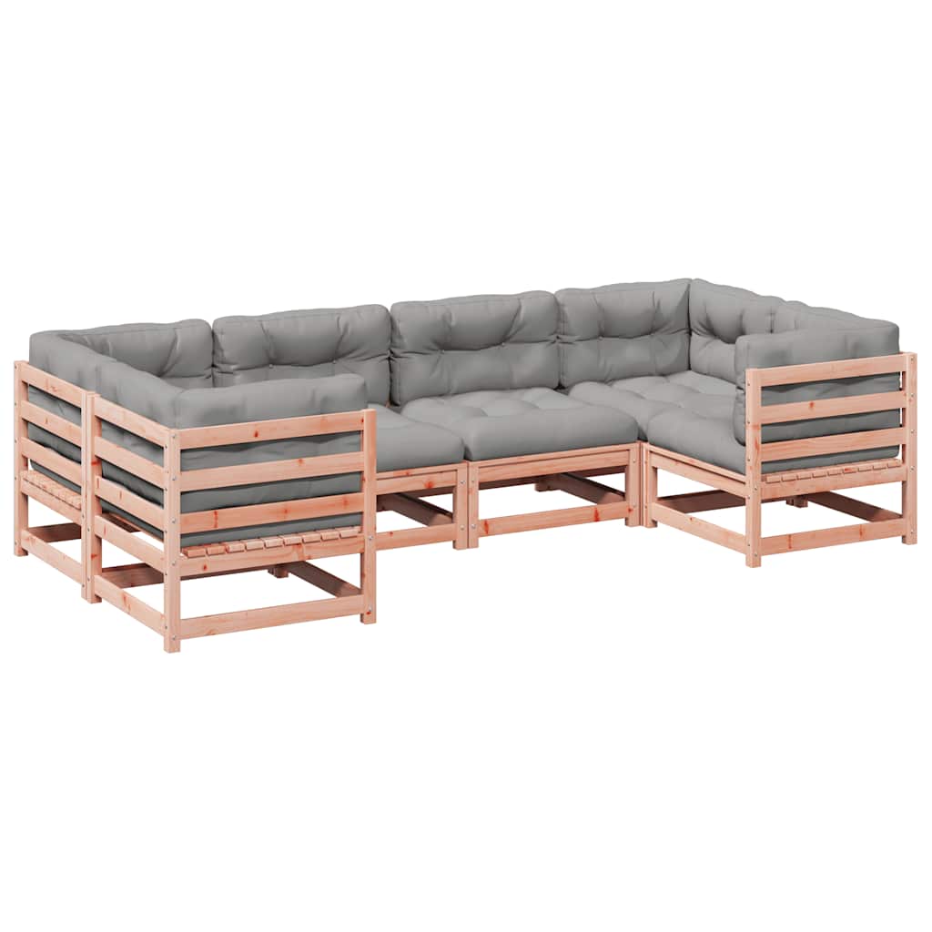 6 Piece Garden Sofa Set with Cushions Solid Wood Douglas Fir