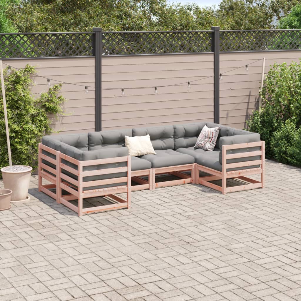 6 Piece Garden Sofa Set with Cushions Solid Wood Douglas Fir