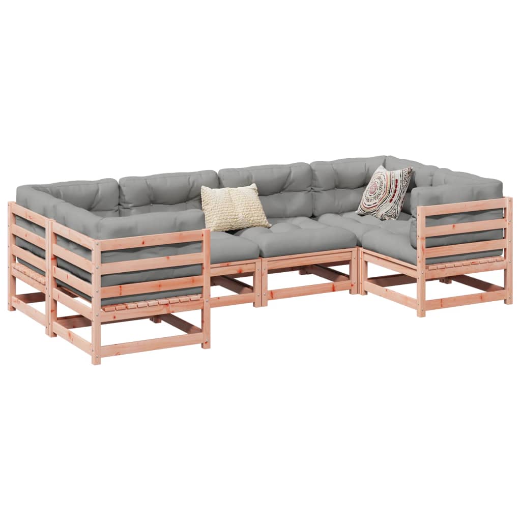 6 Piece Garden Sofa Set with Cushions Solid Wood Douglas Fir