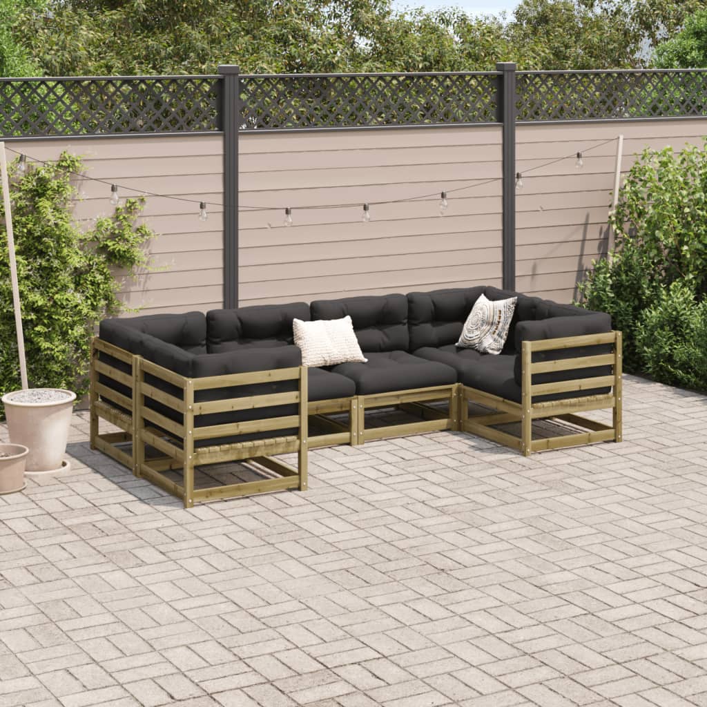 6 Piece Garden Sofa Set with Cushions Impregnated Wood Pine