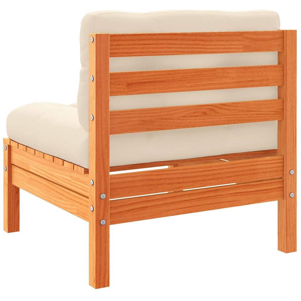 7 Piece Garden Sofa Set with Cushions Wax Brown Solid Wood Pine