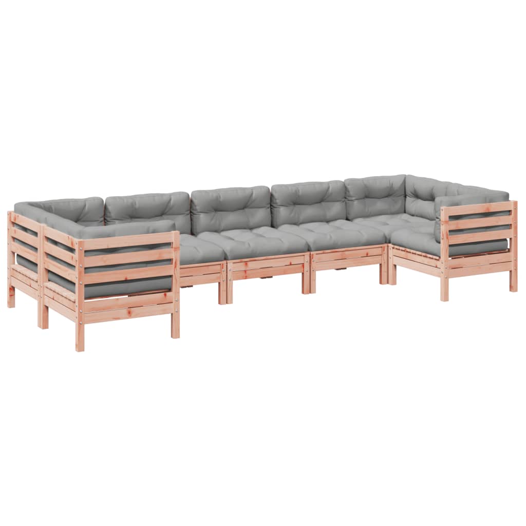 7 Piece Garden Sofa Set with Cushions Solid Wood Douglas Fir