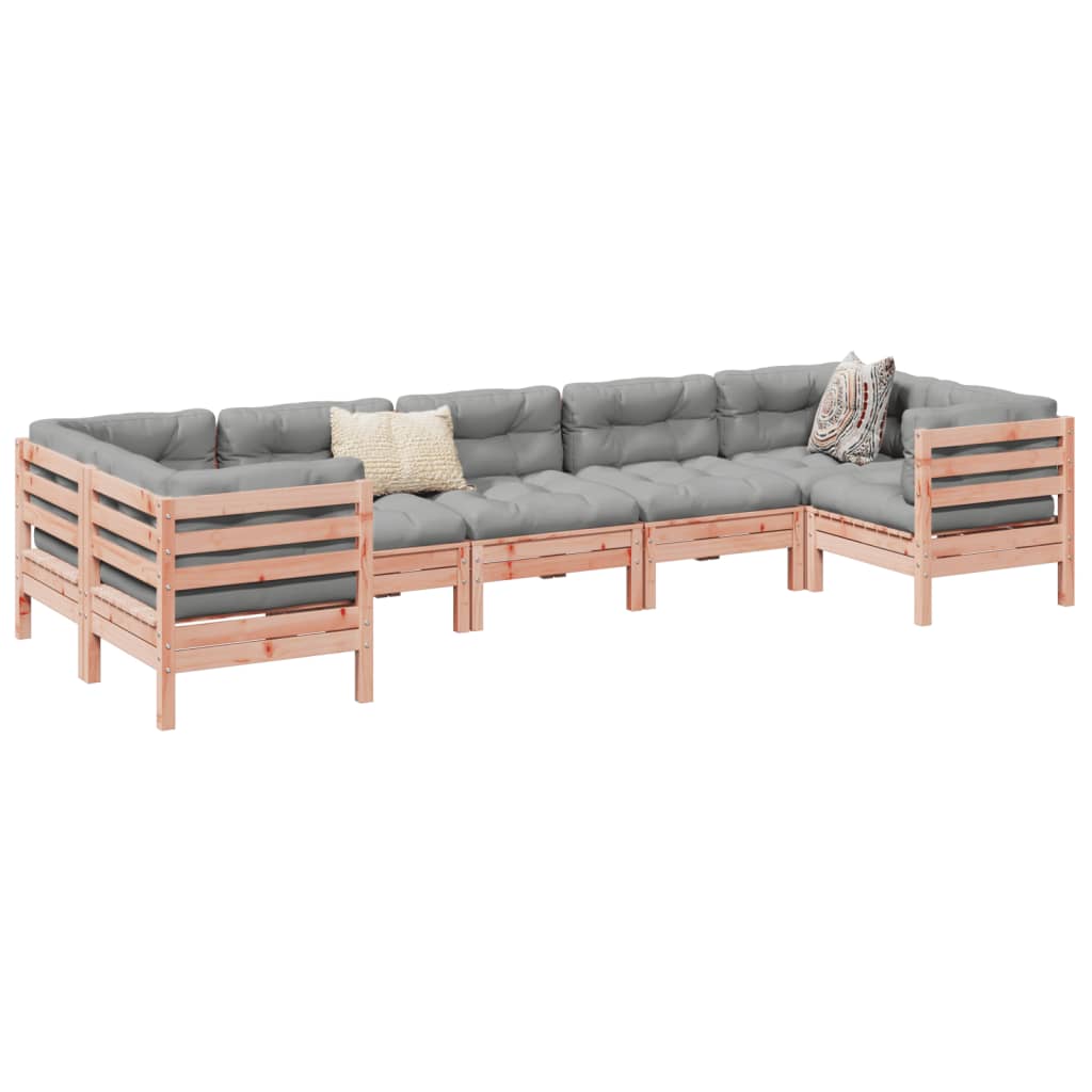 7 Piece Garden Sofa Set with Cushions Solid Wood Douglas Fir