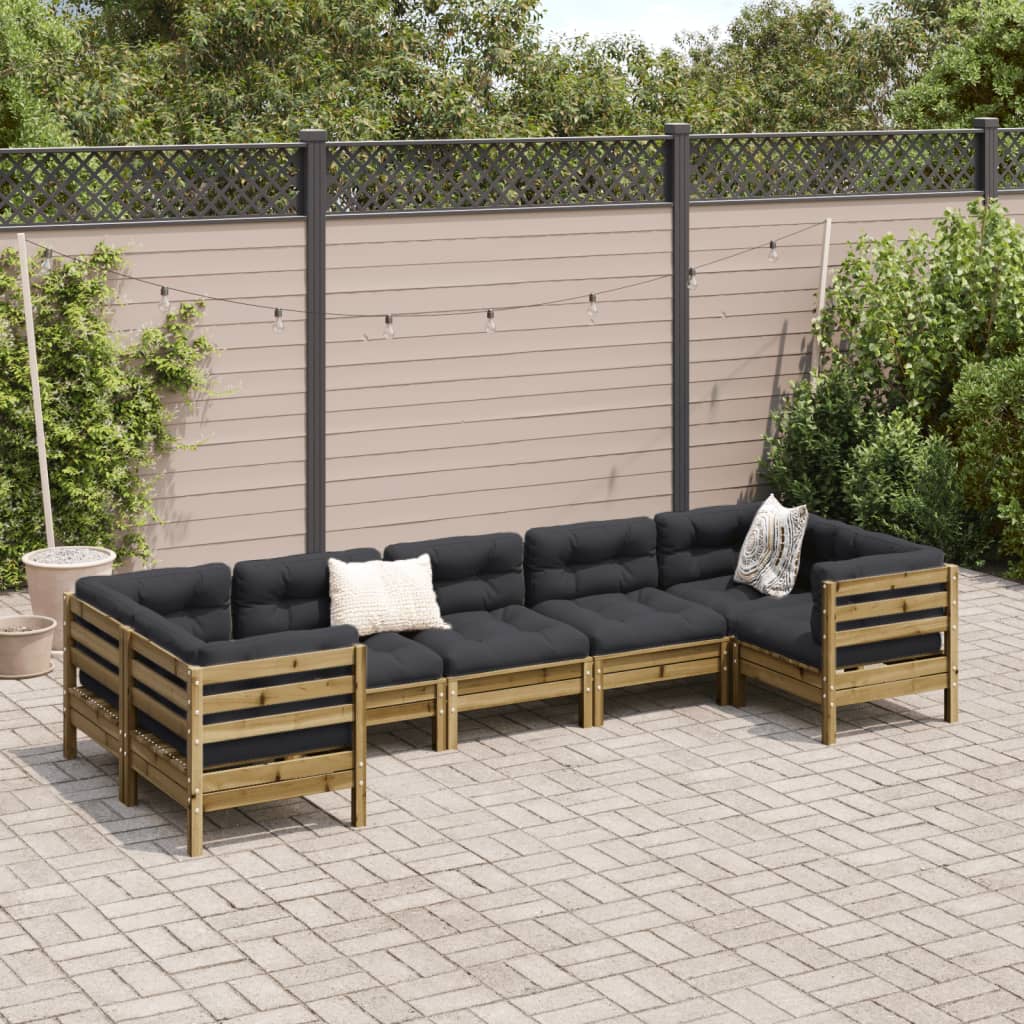 7 Piece Garden Sofa Set with Cushions Impregnated Wood Pine