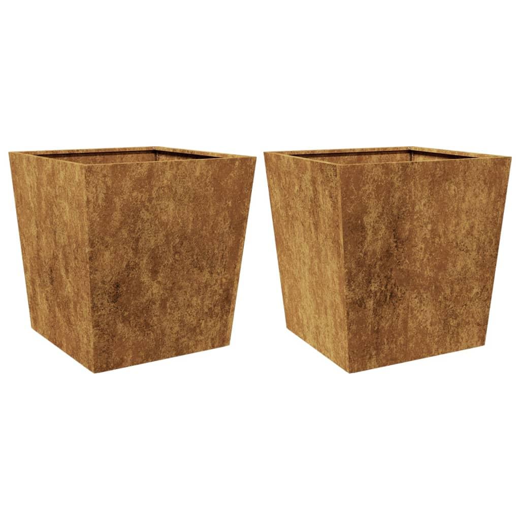 Garden Planters 2 pcs 50x50x50 cm Weathering Steel