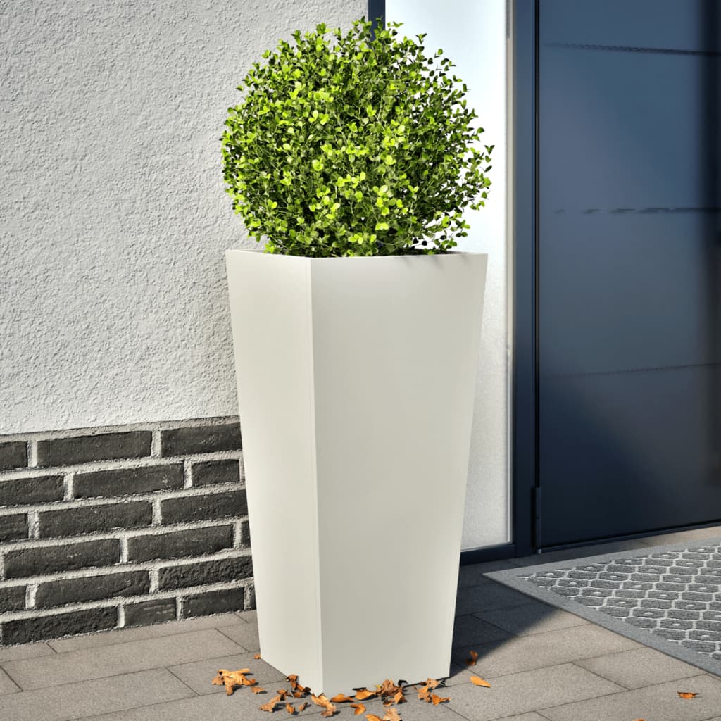 Garden Planters 2 pcs White 35x35x75 cm Steel