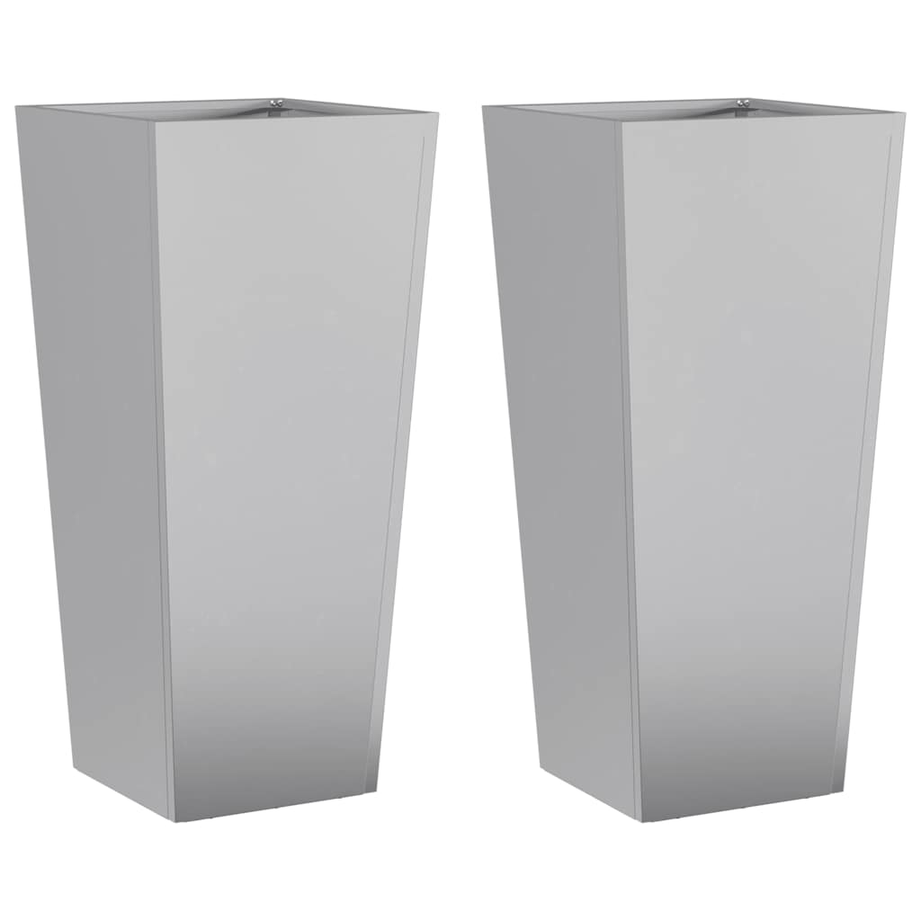 Garden Planters 2 pcs 35x35x75 cm Galvanised Steel