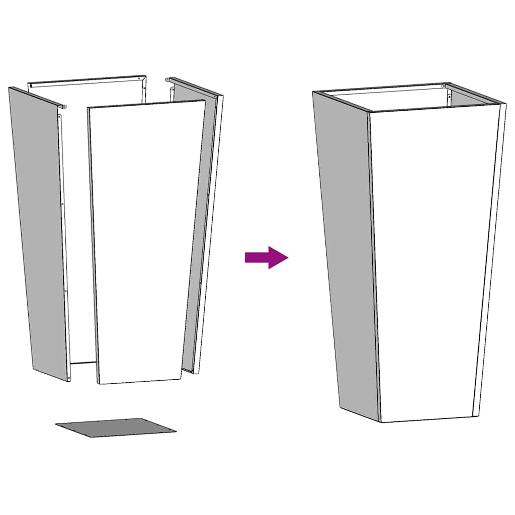 Garden Planters 2 pcs 35x35x75 cm Galvanised Steel