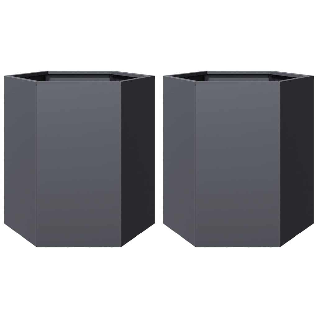 Garden Planters 2 pcs Anthracite Hexagon 46x40x45 cm Steel