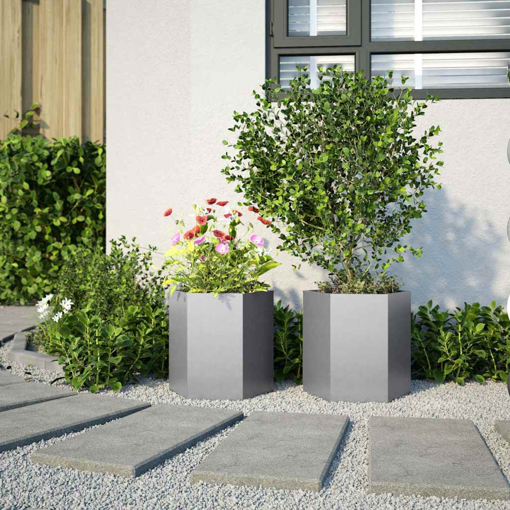 Garden Planters 2 pcs Hexagon 46x40x45 cm Galvanized Steel