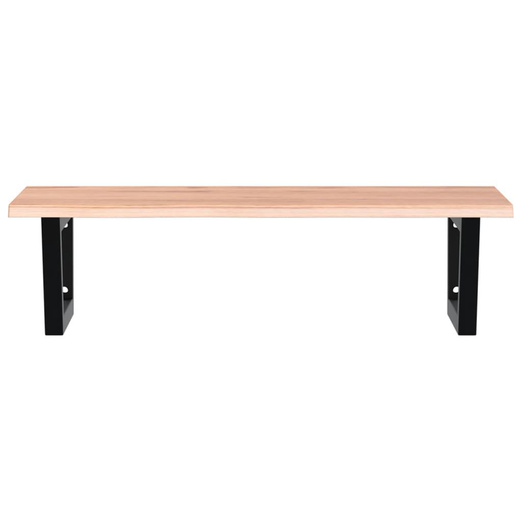 Basin Shelf Wall Mounted Steel and Solid Wood Oak