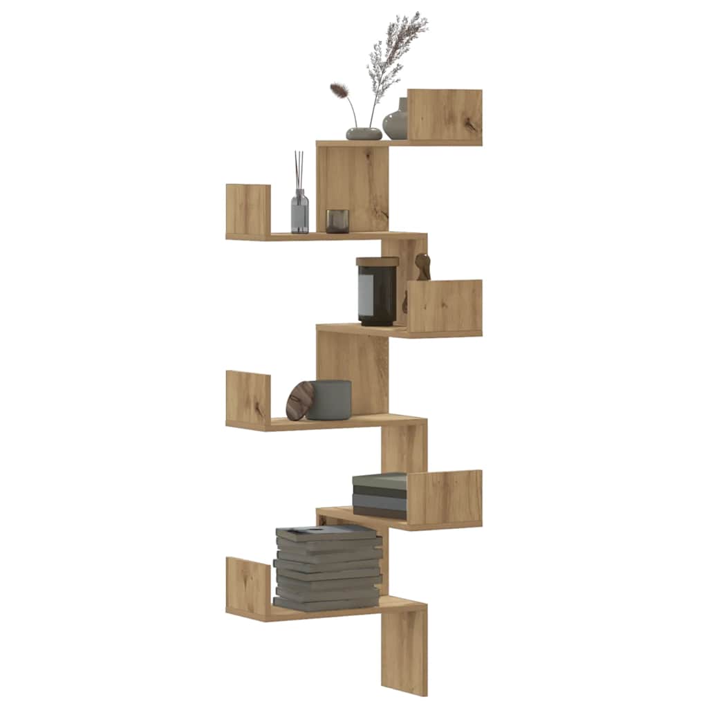 Wall Corner Shelf Artisian Oak 45x45x147 cm Engineered Wood