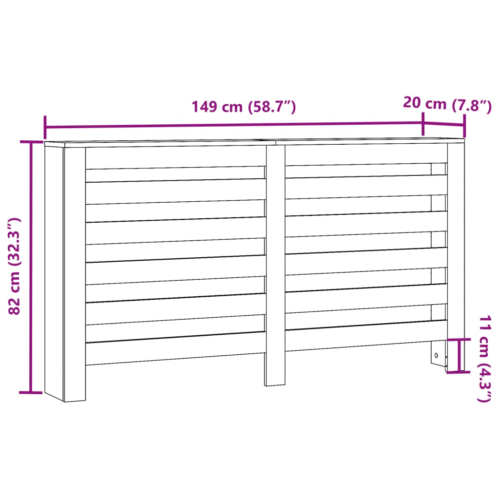 Radiator Cover White 149 x 20 x 82 cm Engineered Wood