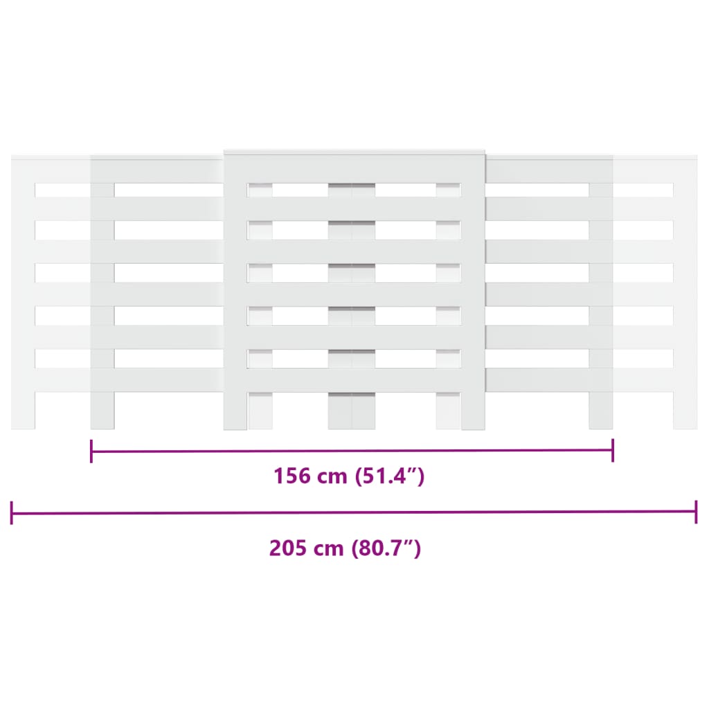 Radiator Cover White 205 x 21,5 x 83,5 cm Engineered Wood