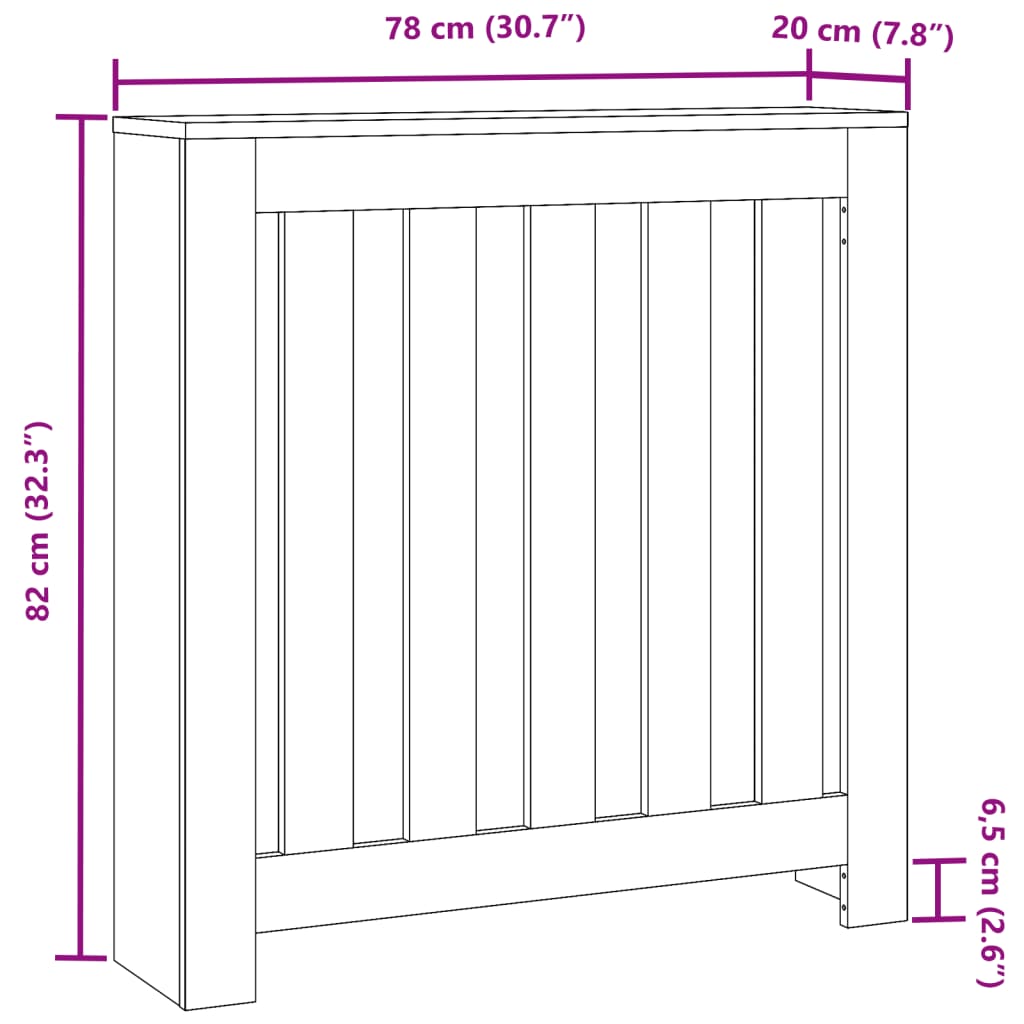 Radiator Cover White 78 x 20 x 82 cm Engineered Wood