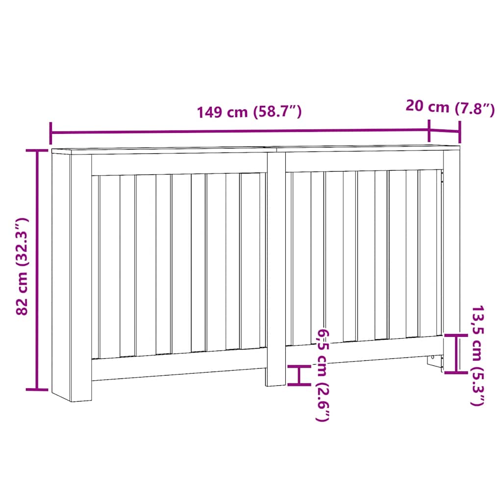 Radiator Cover White 149 x 20 x 82 cm Engineered Wood