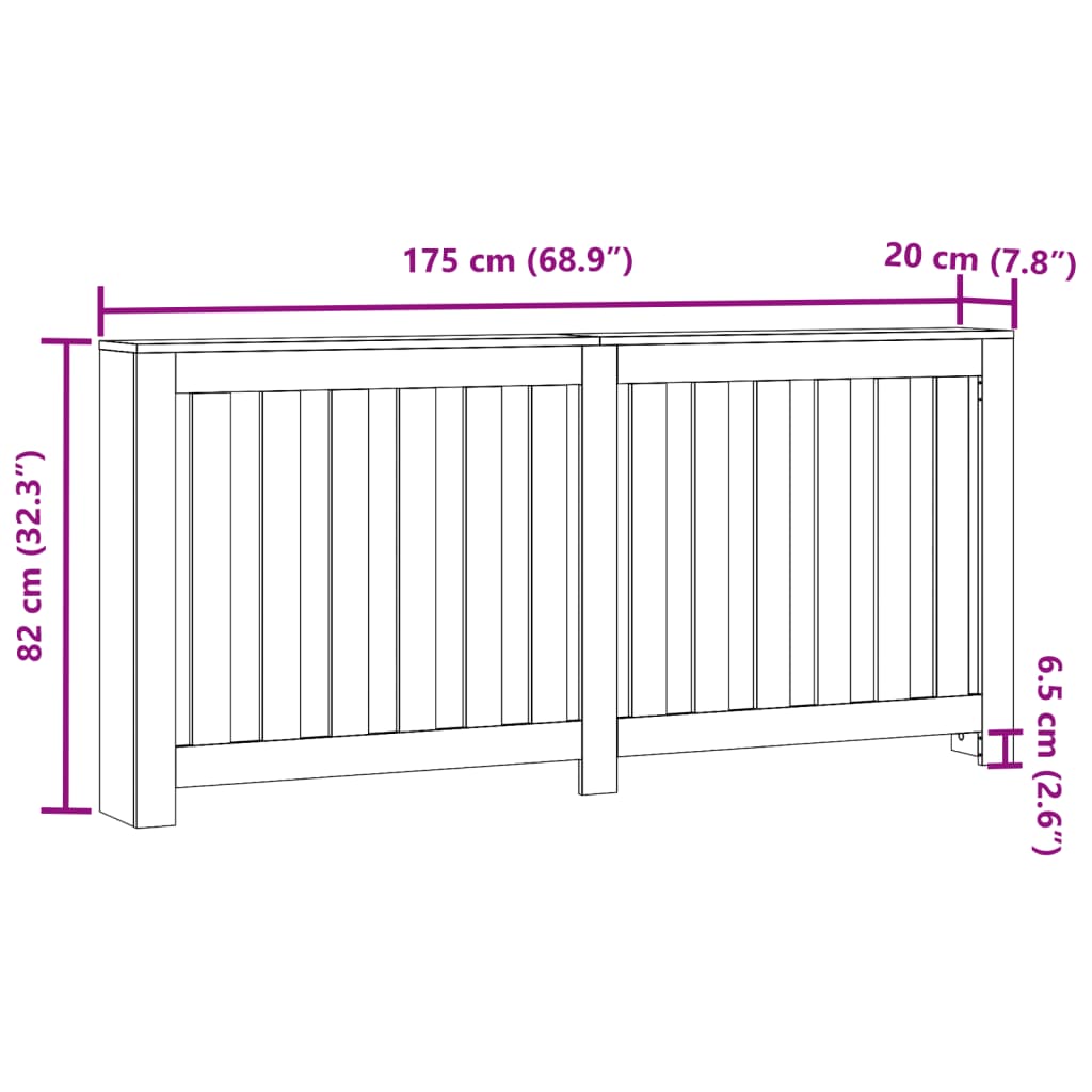 Radiator Cover White 175 x 20 x 82 cm Engineered Wood