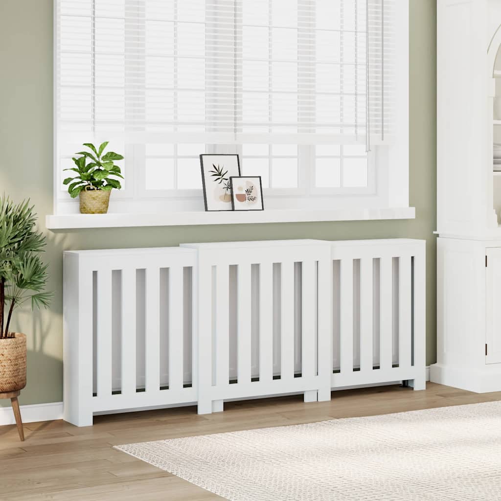 Radiator Cover White 205x21.5x83.5 cm Engineered Wood
