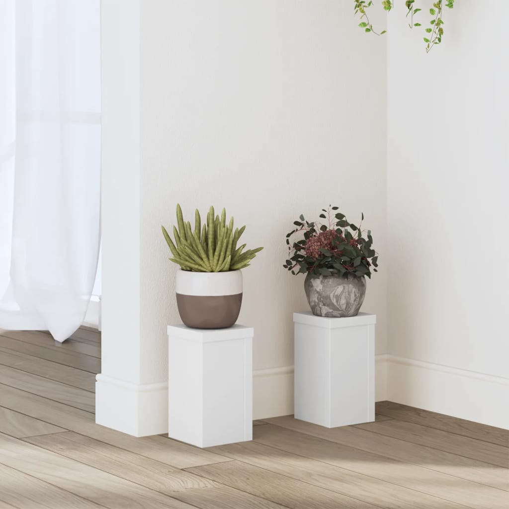 Plant Stand 2 pcs White 10 x 10 x 18 cm Engineered Wood