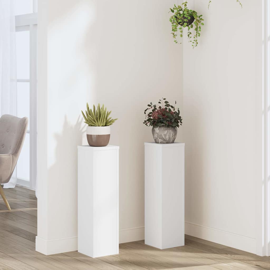 Plant Stand 2 pcs White 17 x 17 x 60 cm Engineered Wood