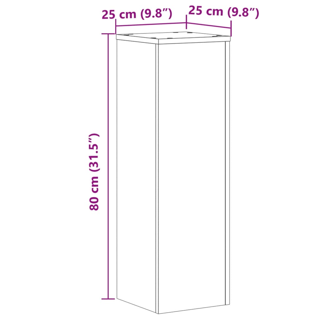 Plant Stand 2pcs Old Wood 25x25x80 cm Engineered Wood