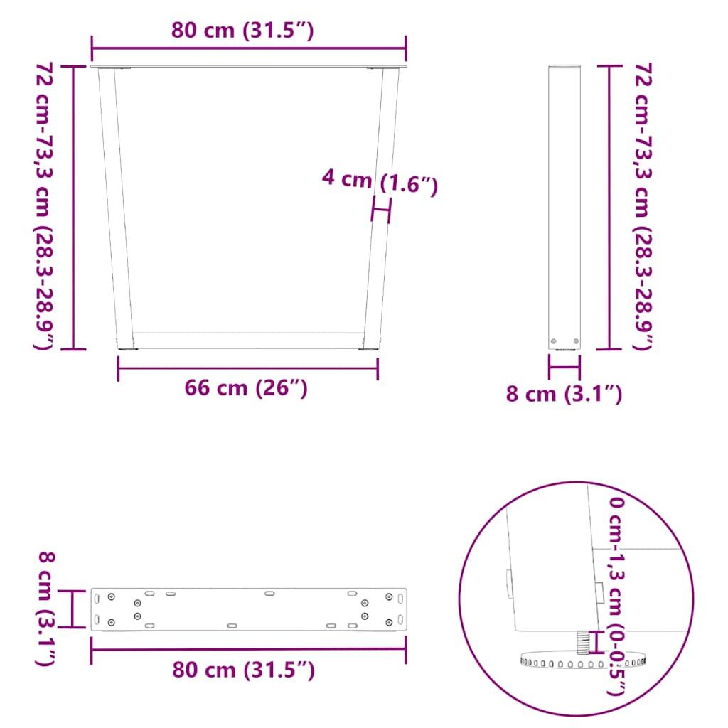 Dining Table Legs V-Shape 2 pcs Black 80x(72-73.3) cm Steel